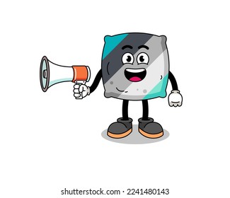 throw pillow cartoon illustration holding megaphone , character design