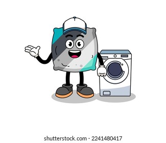 throw pillow illustration as a laundry man , character design