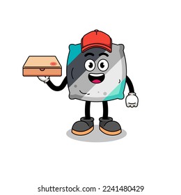 throw pillow illustration as a pizza deliveryman , character design