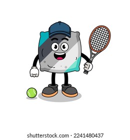 throw pillow illustration as a tennis player , character design