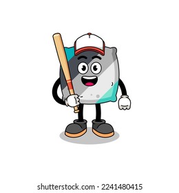 throw pillow mascot cartoon as a baseball player , character design