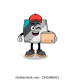 throw pillow mascot cartoon as an courier , character design