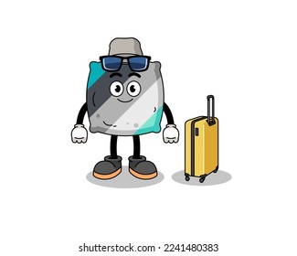 throw pillow mascot doing vacation , character design