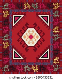 throw rug and pillow pattern traditional ethnic design of turkey