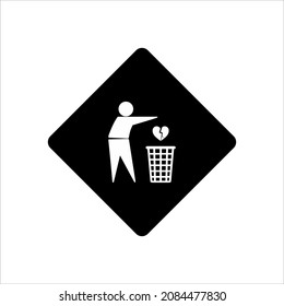 Throw Sadness, Desperate, Frustration, Hopeless, Hurt, Sorrow Because of Broken Heart to Right Place (Trash Bin). Vector Illustration