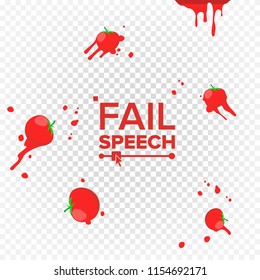 Throw Tomatoes Vector. Having Tomatoes From Crowd. Failure, Bad, Setback, Fiasco, Flop Concept. Isolated Flat Illustration