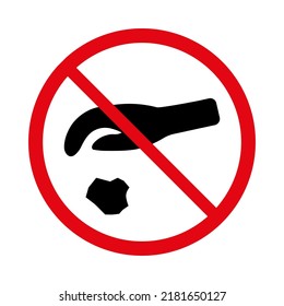 Throw trash ban vector sign on white background