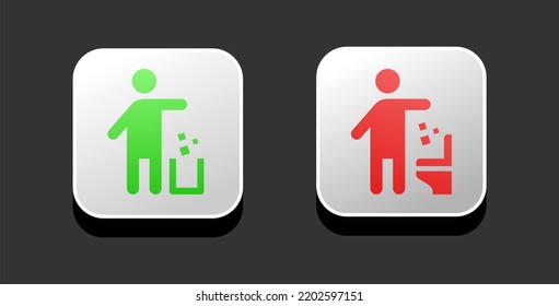 Throw in the trash, do not throw in the toilet icons. vector