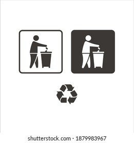 arroja la basura aquí. conjunto de iconos. arte vectorial.