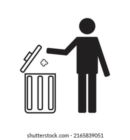 throw in the trash icon, throw garbage flat icon illustration, suitable for packaging design, advice, learning, label