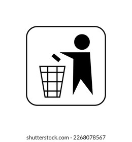 Throw in the trash icon. Garbage symbol. Vector illustration isolated on white background.