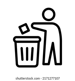 throw trash line icon illustration vector graphic