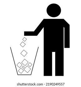 "Throw the trash in its place" line icon vector design template and editable stroke illustration
