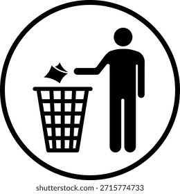 jogar adesivo de etiqueta de sinal de lixo para design de vetor de pictograma isolado de lata de lixo 