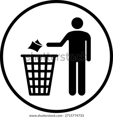 throw trash sign label sticker for garbage can isolated pictogram vector design 