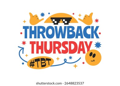 Throwback thursday TBT typography phrases date in y2k style related to gen z and millenials.