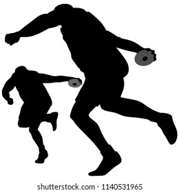 thrower disc, silhouette on white background