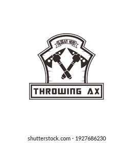 throwing ax logo design vektor 