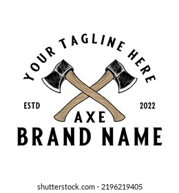 Throwing ax vector logo design. Cross ax concept, vintage, great for ax throwing clubs. svg