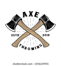 Throwing ax vector logo design. Cross ax concept, vintage, great for ax throwing clubs.
 svg
