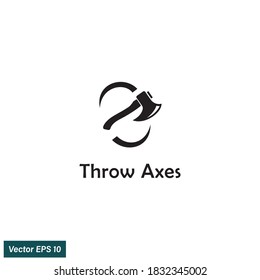 throwing axe icon illustration simple design element vector logo template