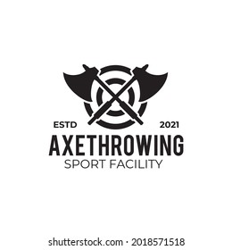 Throwing axe sport logo design vector template