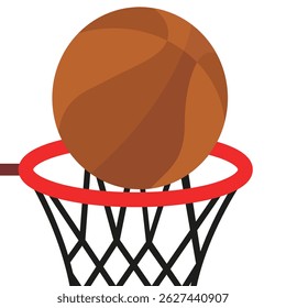 Jogando a bola no aro. Arco de basquete com bola. Jogando basquete. EPS 10.