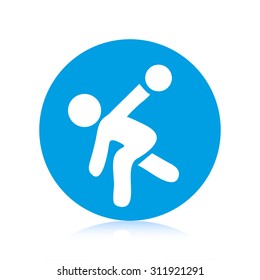 Throwing a bowling ball icon with reflection