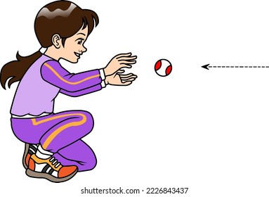 Enseñanza física de Catch Ball. ilustración del vector de la bola de captura