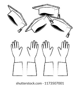 throwing hands graduation hats