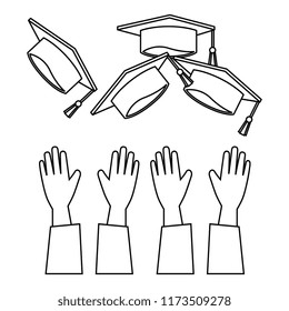 throwing hands graduation hats
