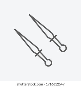 Throwing knives icon line symbol. Isolated vector illustration of icon sign concept for your web site mobile app logo UI design.