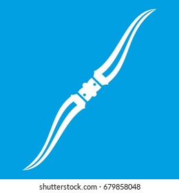 Throwing ninja knife icon white isolated on blue background vector illustration