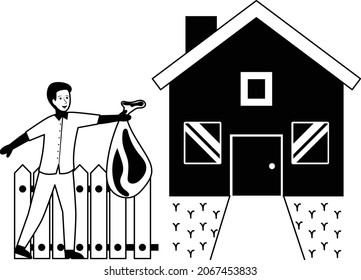 Throwing Object Or Dirt To Next Door Concept Vector Icon Design, Neighbourhood Conflicts Stock Illustration, Bad Neighbors Symbol