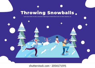 Throwing Snowballs - Illustration Christmas
