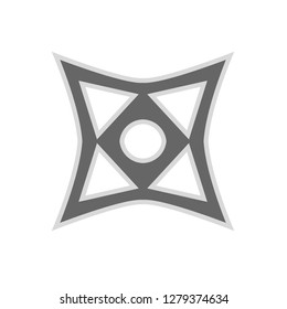 Throwing star ninja shuriken vector flat icon. Kill fun antique seam simple sharp silhouette weapon.