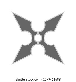 Throwing star ninja shuriken vector flat icon. Kill fun antique seam simple sharp silhouette weapon.