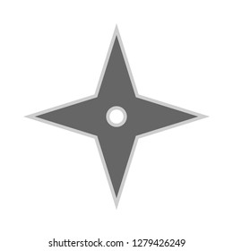 Throwing star ninja shuriken vector flat icon. Kill fun antique seam simple sharp silhouette weapon.