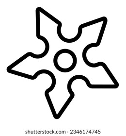 Estrella de lanzamiento, shuriken, icono de línea de arma ninja, concepto de cultura asiática, cuchilla, signo de vector de cuchillo en fondo blanco, icono de estilo de contorno diseño web de concepto móvil. Gráficos vectoriales.