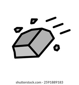 Throwing stone and stone fragments icon. Vector.