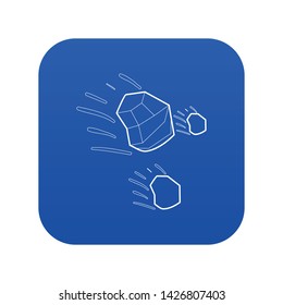 Throwing stones icon blue vector isolated on white background