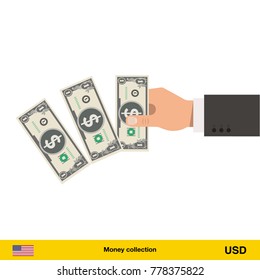 Throwing three Dollar. Dollar banknote.