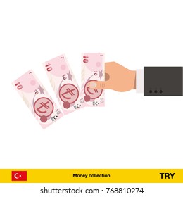 Throwing three euro. lira banknote.
