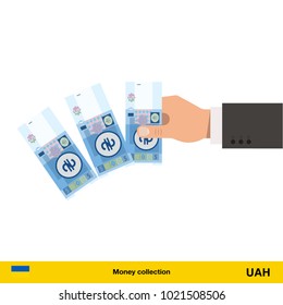 Throwing three  hryvnia.  hryvnia banknote.