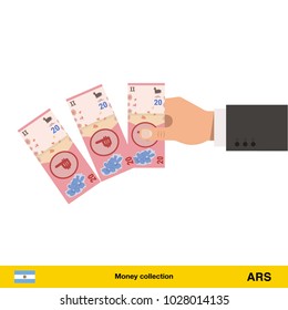 Throwing three  peso. Peso banknote.