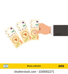 Throwing three  peso. Peso banknote.