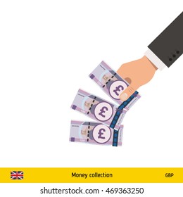 Throwing three pound. British pound banknote.