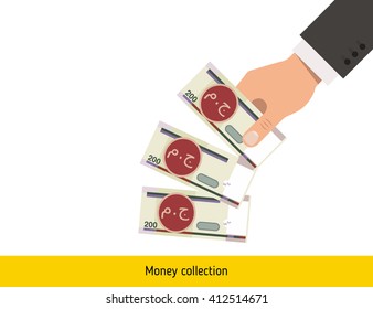 Throwing three pound. Egyptian pound banknote.