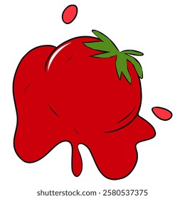 throwing tomato illustration hand drawn isolated vector