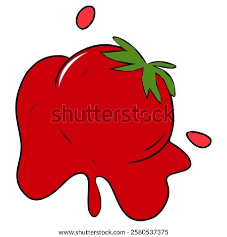 throwing tomato illustration hand drawn isolated vector